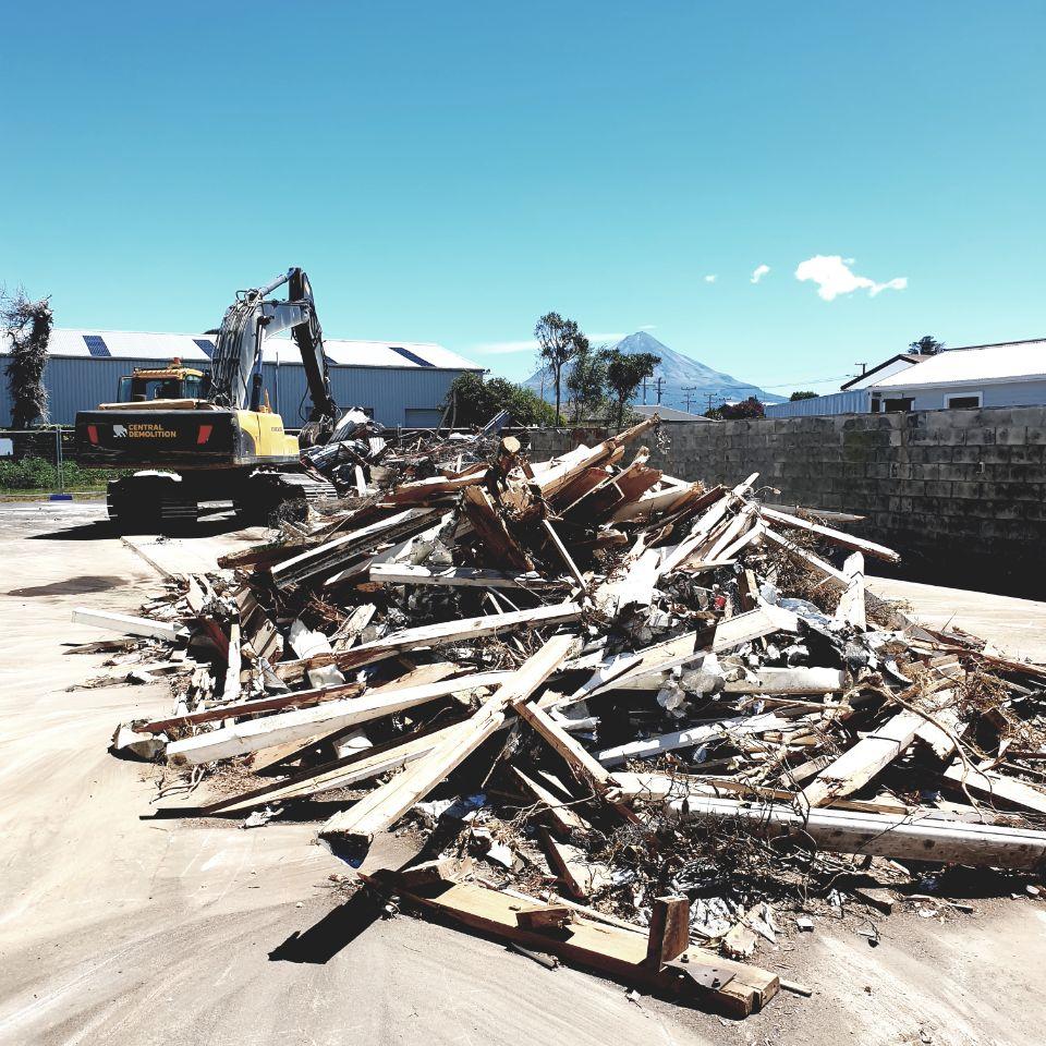 Demolition at the site of the Taranaki Regional Council building.