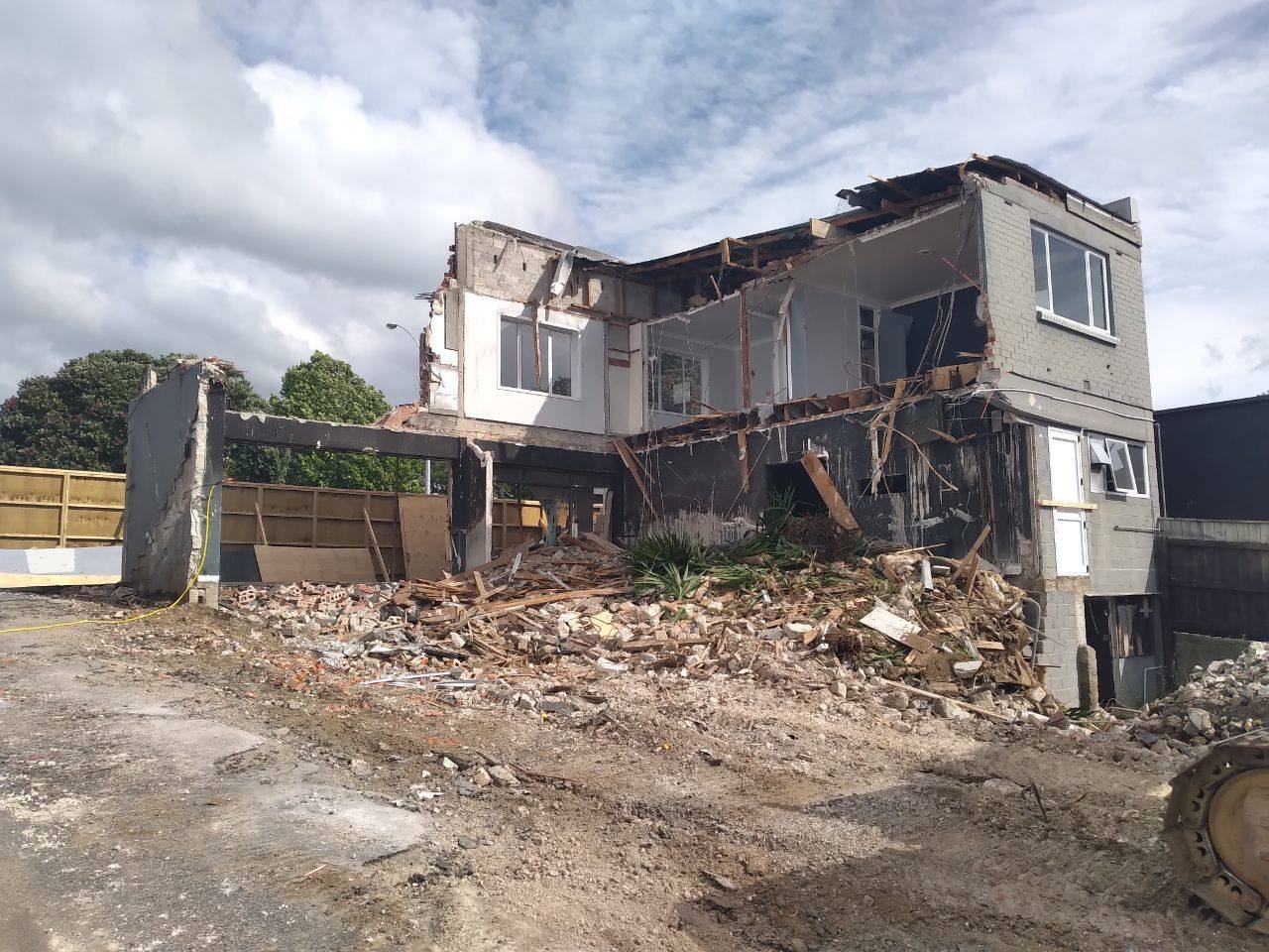 Part of a building has been dismantled during the Cameron Road demolition project.